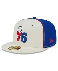 Men's New Era Cream Philadelphia 76ers Piped Pop Panel 59FIFTY Fitted Hat
