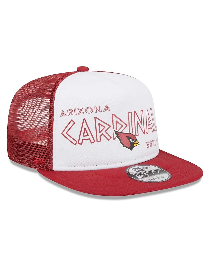 Men's New Era White, Cardinal Arizona Cardinals Banger 9FIFTY Trucker Snapback Hat