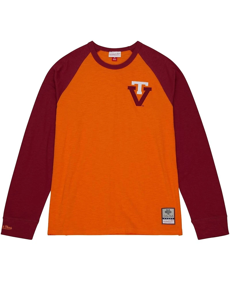 Men's Mitchell & Ness Orange Virginia Tech Hokies Legendary Slub Raglan Long Sleeve T-shirt