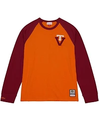 Men's Mitchell & Ness Orange Virginia Tech Hokies Legendary Slub Raglan Long Sleeve T-shirt