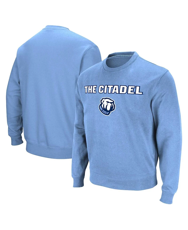 Men's Colosseum Light Blue Citadel Bulldogs Arch & Logo Pullover Sweatshirt