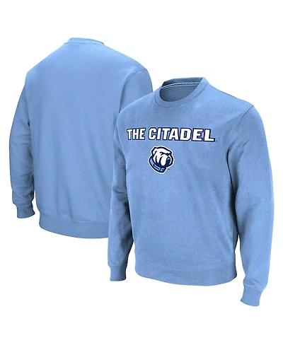Men's Colosseum Light Blue Citadel Bulldogs Arch & Logo Pullover Sweatshirt