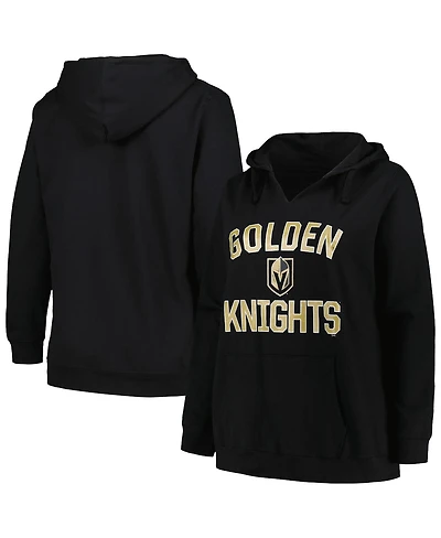 Women's Profile Black Vegas Golden Knights Plus Arch Over Logo Pullover Hoodie