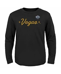 Youth Fanatics Black Vegas Golden Knights 2024 Nhl Winter Classic Secondary Logo Long Sleeve T-shirt