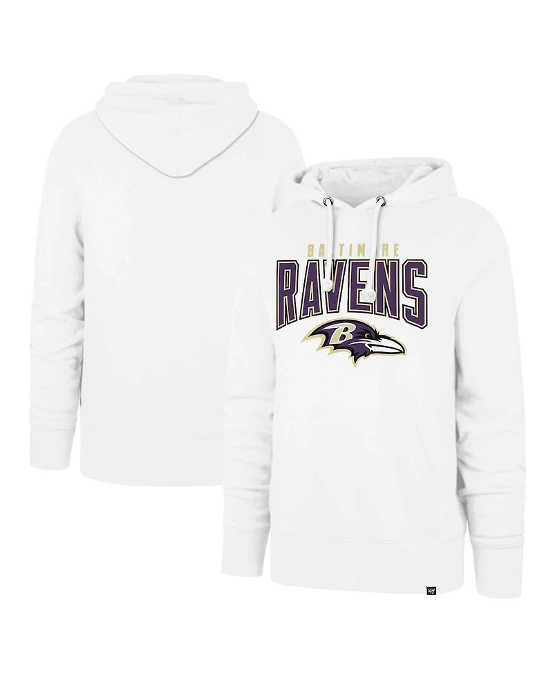 Men's '47 Brand White Baltimore Ravens Elements Arch Headline Pullover Hoodie