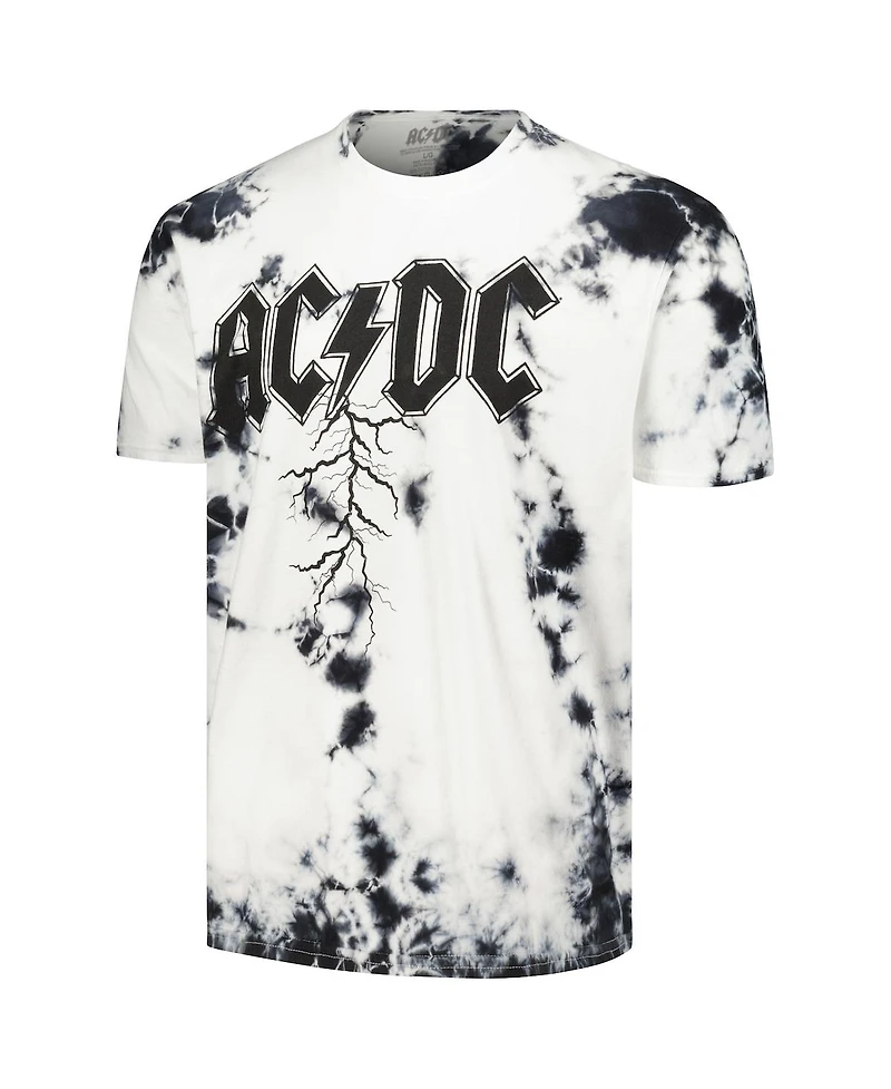Men's White Distressed Ac/Dc Logo Washed Graphic T-shirt