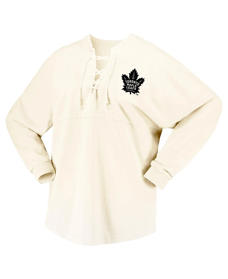 Women's Fanatics Cream Toronto Maple Leafs Original Six Lace-Up Spirit Jersey Long Sleeve T-shirt