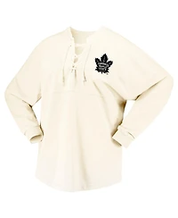 Women's Fanatics Cream Toronto Maple Leafs Original Six Lace-Up Spirit Jersey Long Sleeve T-shirt