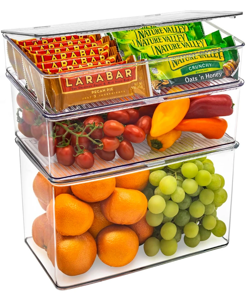 Sorbus Storage Bins For Pantry & Fridge With Hinged Lids (3 Piece Variety)