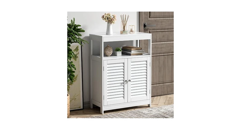 Freestanding Bathroom Floor Cabinet with Double Shutter Doors