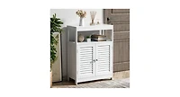 Freestanding Bathroom Floor Cabinet with Double Shutter Doors