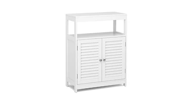 Freestanding Bathroom Floor Cabinet with Double Shutter Doors