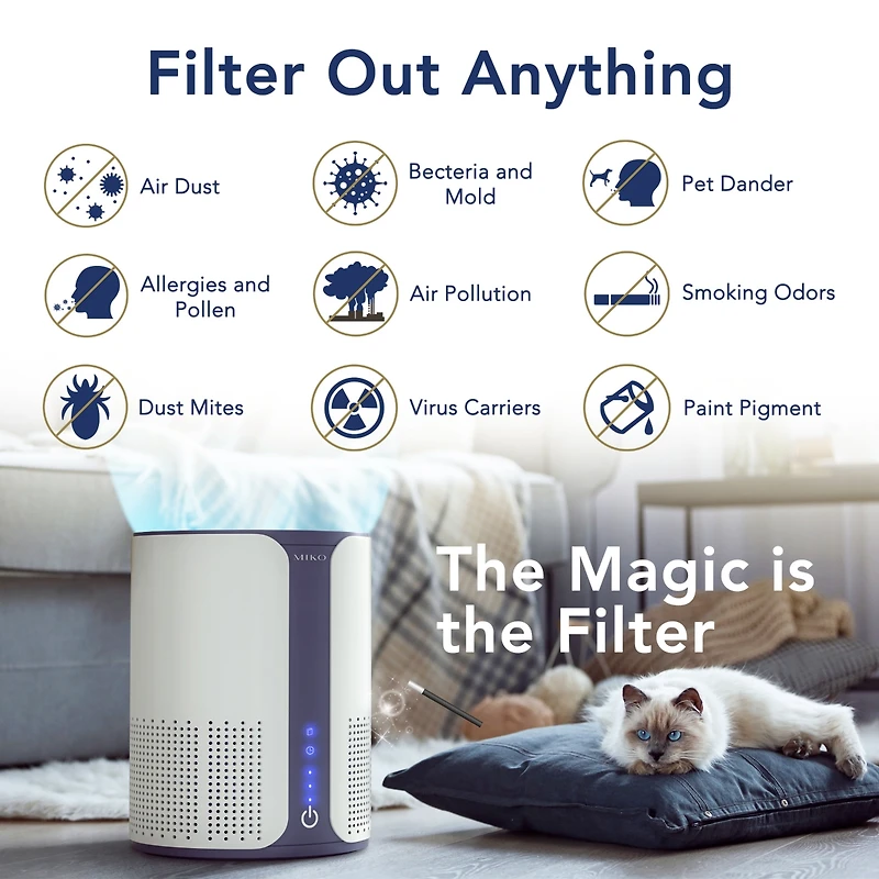 Hepa Smart Air Purifier For Home with Essential Oil Diffuser 400 sqft