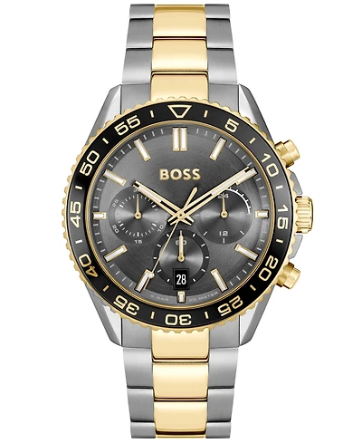 Hugo Boss Men's Runner Quartz Chrono Stainless Steel Ionic Plated Thin Gold-Tone Steel Watch 44mm