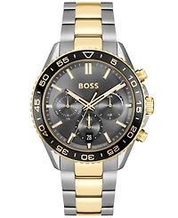 Hugo Boss Men's Runner Quartz Chrono Stainless Steel Ionic Plated Thin Gold-Tone Steel Watch 44mm