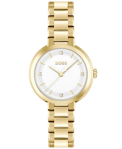 Hugo Boss Women's Sena Quartz Ionic Plated Thin Gold-Tone Steel Watch 34mm