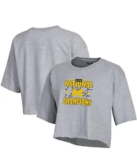 Women's Champion Gray Michigan Wolverines College Football Playoff 2023 National Champions Boyfriend Crop T-shirt