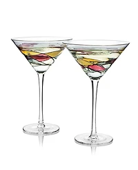 The Wine Savant Hand Painted Stained Glass Martini Glasses 8 oz, Set of 2
