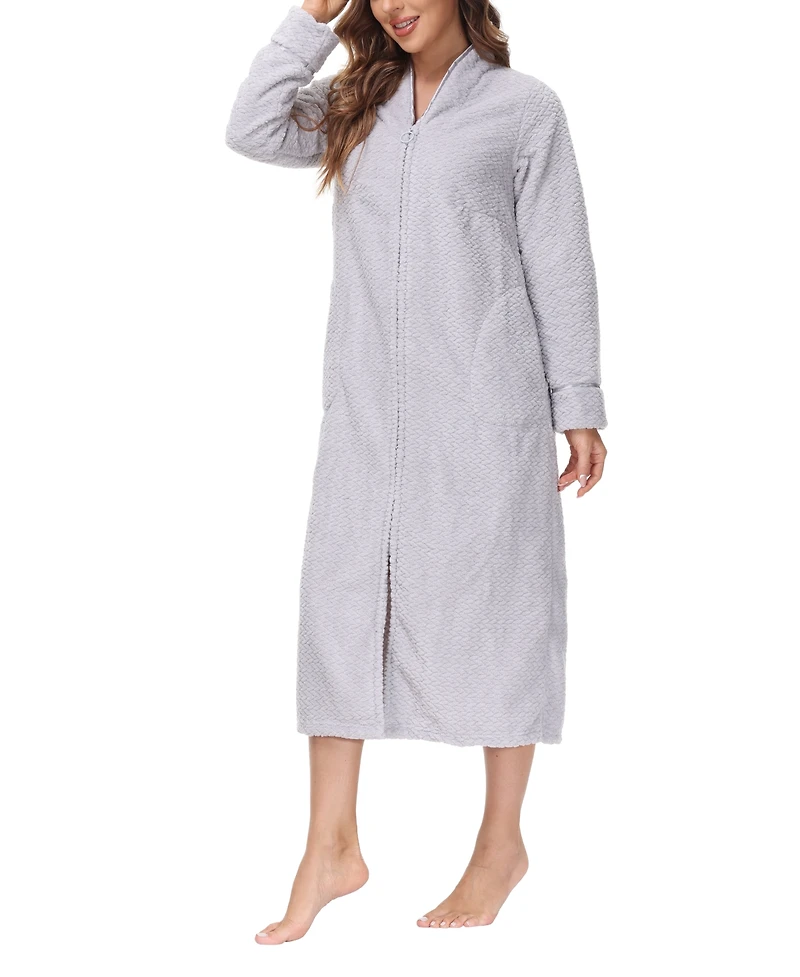 Ink+Ivy Women's Front Zipper Plush Robe