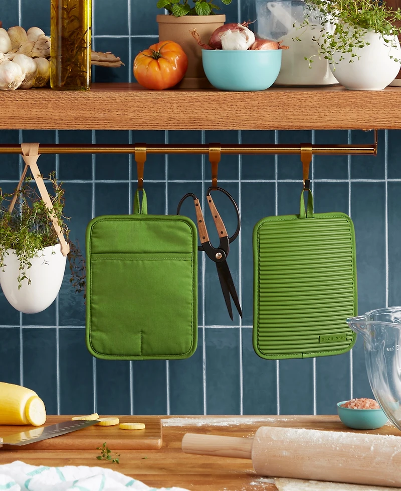 KitchenAid Ribbed Soft Silicone Pot Holder 2-Pack Set, 7" x 9"