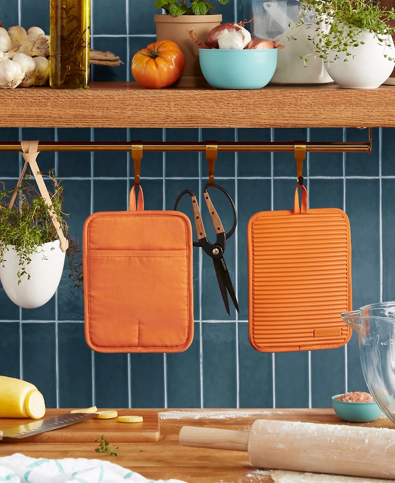 KitchenAid Ribbed Soft Silicone Pot Holder 2-Pack Set, 7" x 9"