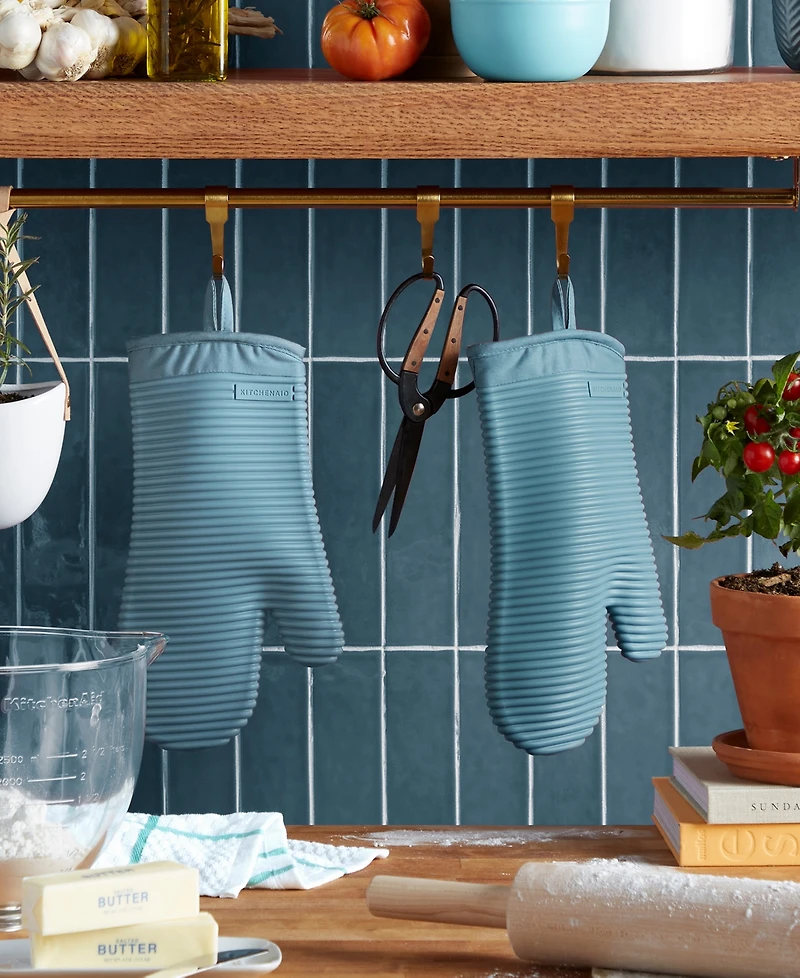 KitchenAid Ribbed Soft Silicone Oven Mitt 2-Pack Set, 7.5" x 13"
