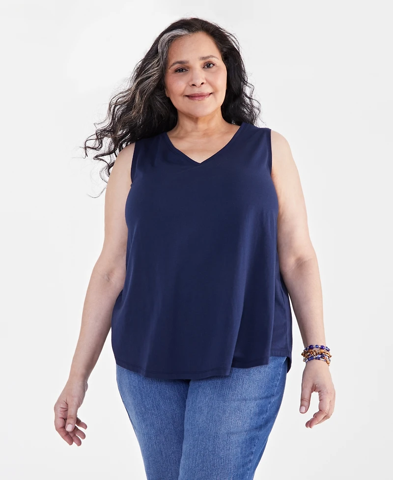 Style & Co Plus Size V-Neck Tank, Created for Macy's