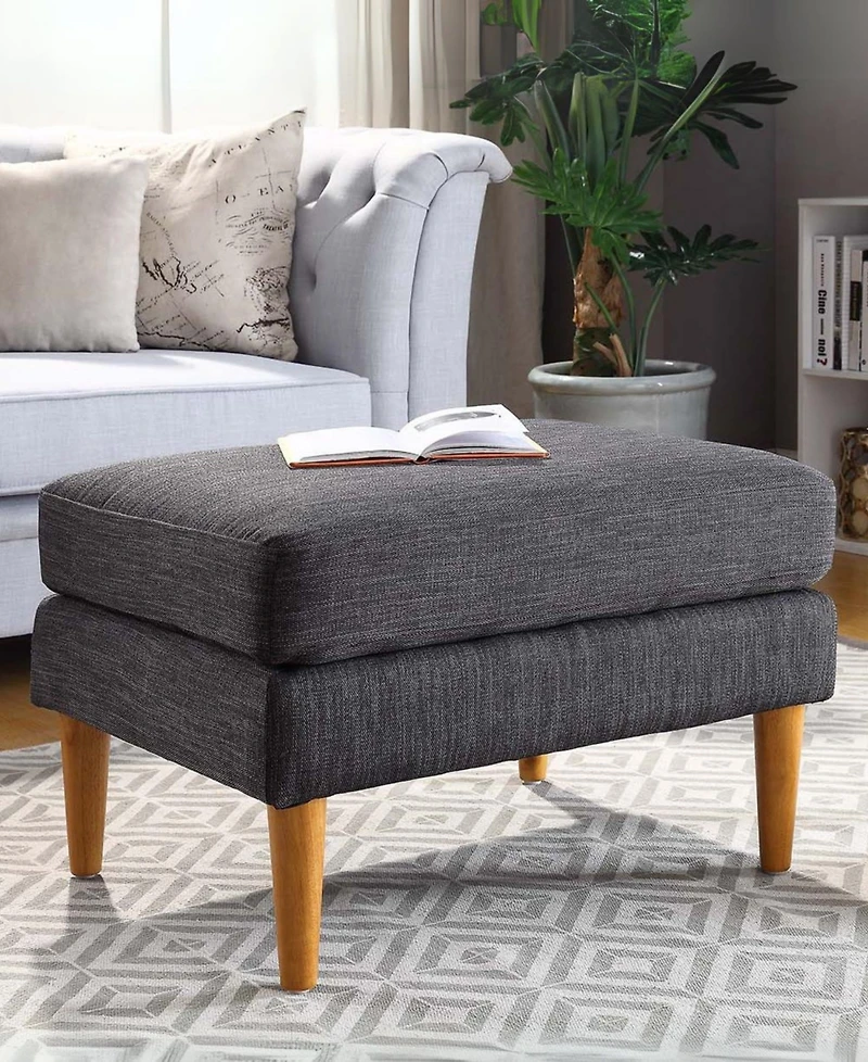 Convenience Concepts 27" Faux Linen Marlow Mid Century Ottoman