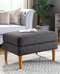 Convenience Concepts 27" Faux Linen Marlow Mid Century Ottoman