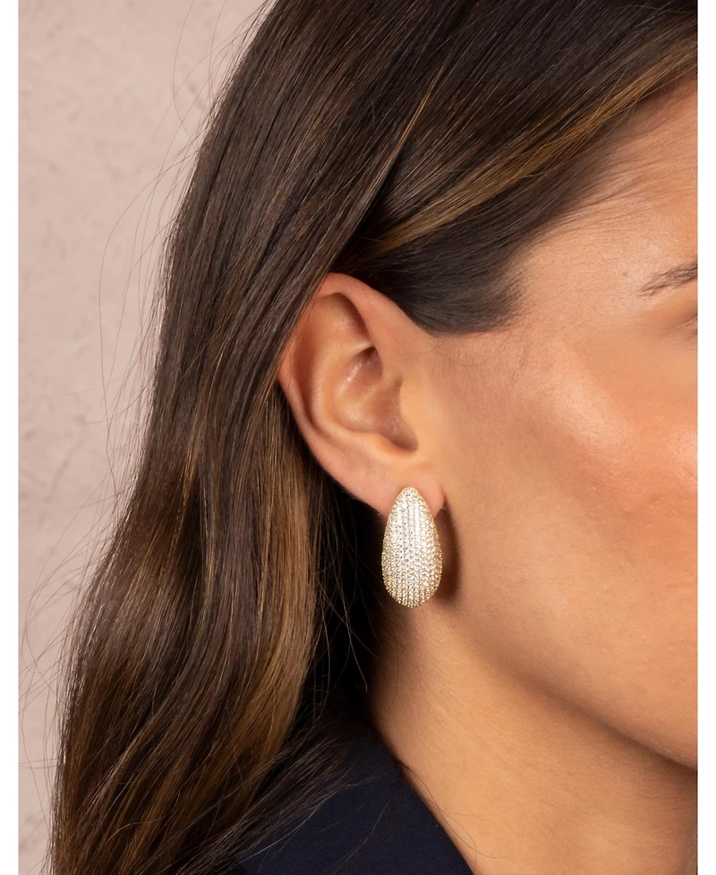 by Adina Eden Pave Puffy Oval on the Ear Stud Earring