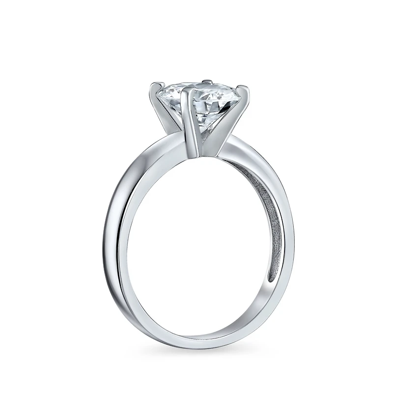 Bling Jewelry Timeless 2CT Cz Round Solitaire Promise Ring Plain Thin Band .925 Sterling Silver