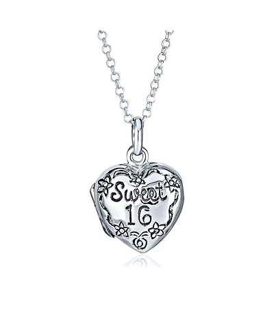 Bling Jewelry Sweet 16 Birthday Locket Necklace That Holds Picture Photo Holder Flower Heart Lockets