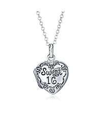 Bling Jewelry Sweet 16 Birthday Locket Necklace That Holds Picture Photo Holder Flower Heart Lockets