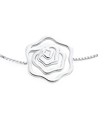 Bling Jewelry Delicate Garden Flower Open Rose Slide Bolo Style Bracelet Sterling Silver Adjustable