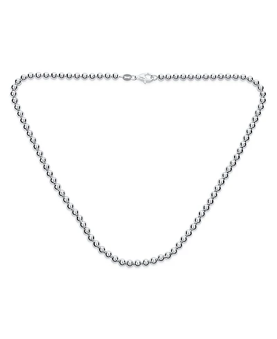 Bling Jewelry Dainty Sterling Silver Petite 4MM Round Bead Station Ball Necklace Shinny