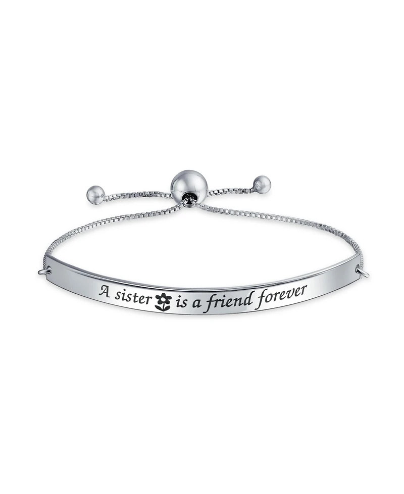 Bling Jewelry Inspirational "A Sister is a Friend Forever" Bff Mantra Bolo Bracelet Sterling Silver Adjustable