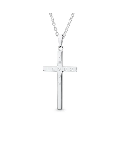 Bling Jewelry Medium Plain Simple Basic Religious Jesus Cross Pendant Necklace Solid Sterling Silver