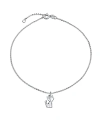 Bling Jewelry 3D Geometric Origami Jewelry Animals Pet Cat Kitten Anklet Small Charm Dangle Ankle Bracelet Sterling Silver Adjustable 9 To 10 Inch