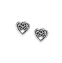 Bling Jewelry Bff Heart Shaped Love Open Irish Celtic Friendship Knot Tiny Stud Earrings Oxidized Sterling Silver