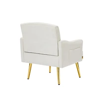 Streamdale Furniture Cream Velvet Armchair With Metal Legs