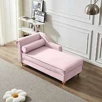 Simplie Fun Modern Upholstery Chaise Lounge Chair With Storage Velvet (Pink)