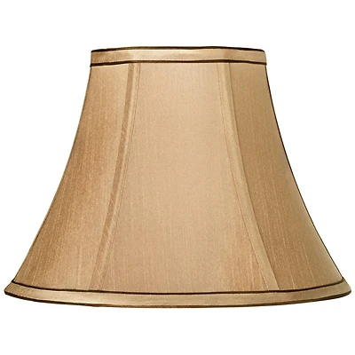 Springcrest Tan Small Bell Lamp Shade and Brown Trim 6" Top x 12" Bottom x 9" High (Spider) Replacement with Harp and Finial