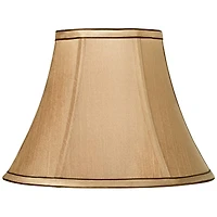 Springcrest Tan Small Bell Lamp Shade and Brown Trim 6" Top x 12" Bottom x 9" High (Spider) Replacement with Harp and Finial