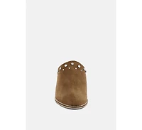 Leslie Womens Stacked Heel Mules