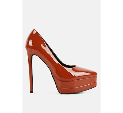 Cuddles Patent Faux Leather Platform Stiletto Pumps