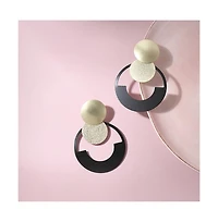 Sohi Women's Black Circular Drop Earrings
