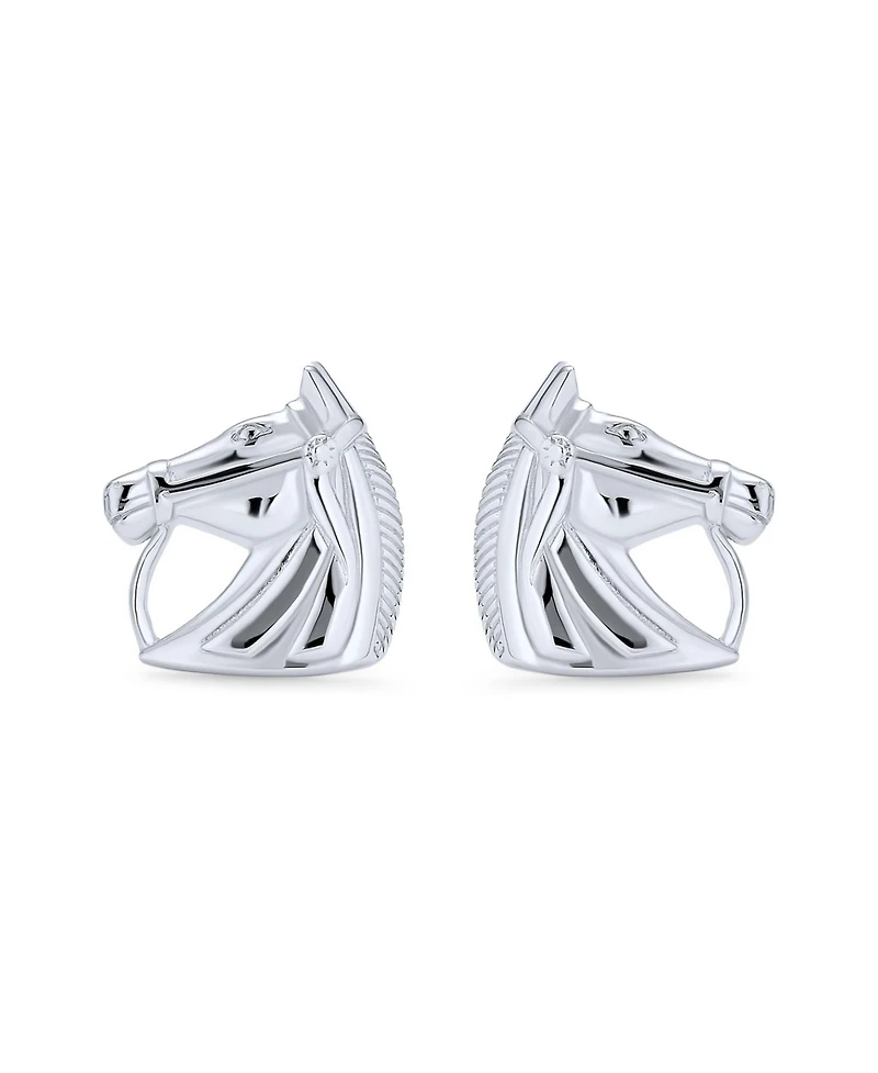 Bling Jewelry Cow Equestrian Thoroughbred Winner Horse-Head Stud Earrings Horseshoe Necklace Sterling Silver