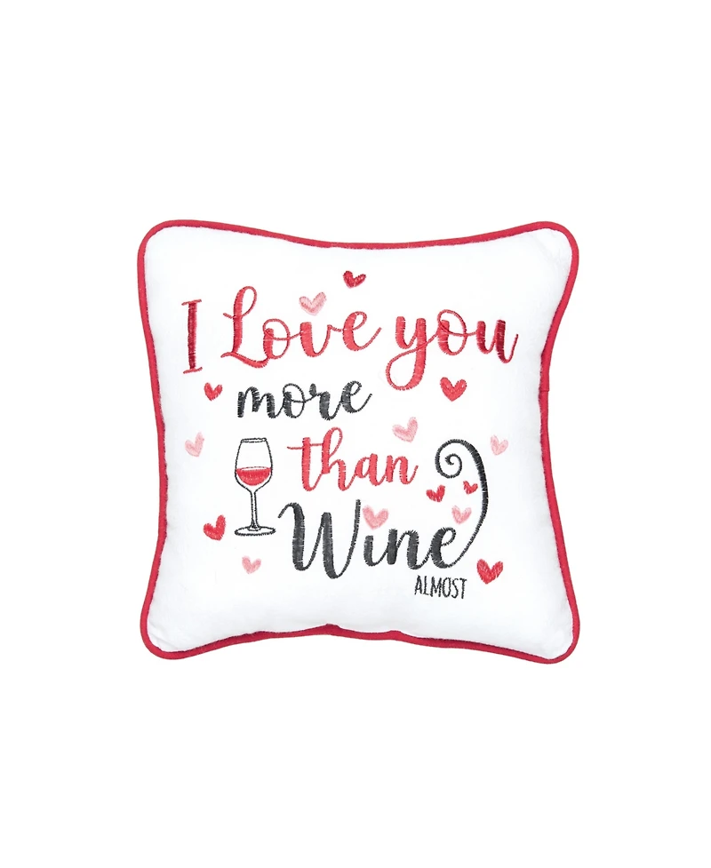 10" x 10" I Love You More Than Wine Valentine's Day Small Petite Throw Pillow