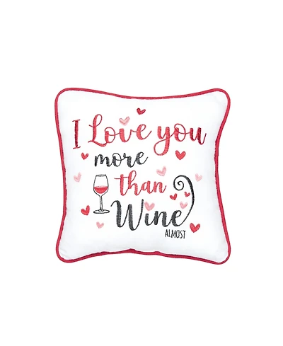10" x 10" I Love You More Than Wine Valentine's Day Small Petite Throw Pillow