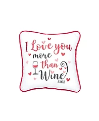 10" x 10" I Love You More Than Wine Valentine's Day Small Petite Throw Pillow